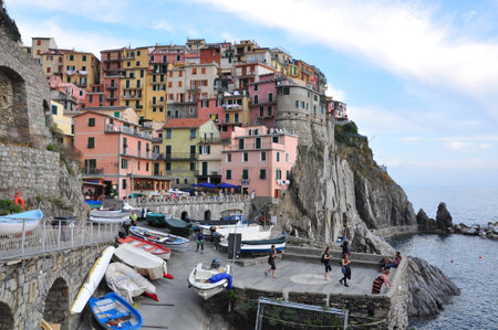 Riomaggiore, Cinque Terre, Italyの写真素材