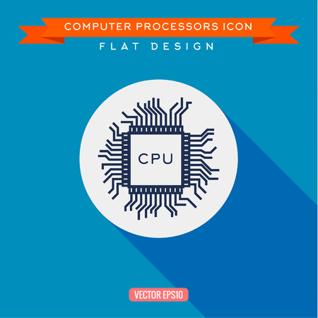 Processor icon CPU. shadow flat design. のイラスト素材