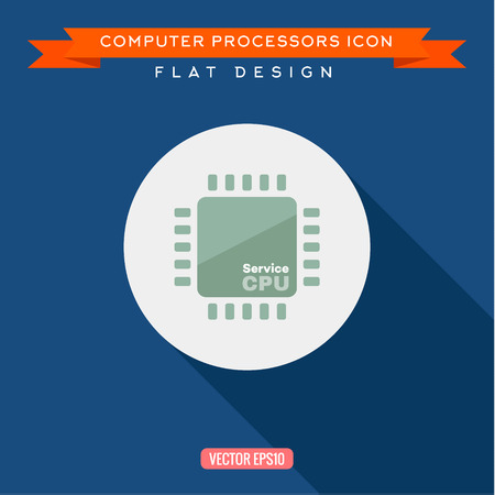 Processor icon CPU shadow flat design. Vector illustrationのイラスト素材