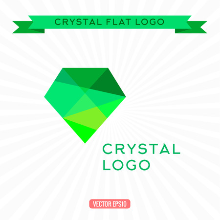 Logo Green gem icon. Bright gemstone, Vector illustrationsのイラスト素材