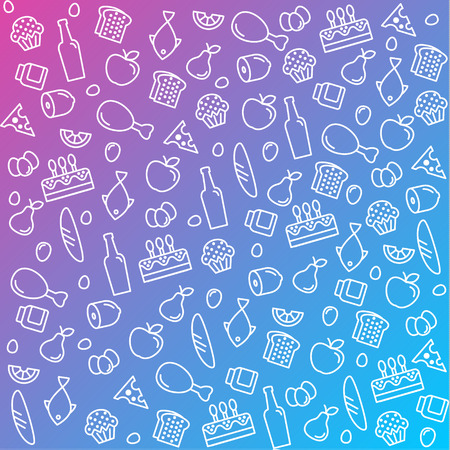 pattern icons line, outline food and products in flat style のイラスト素材