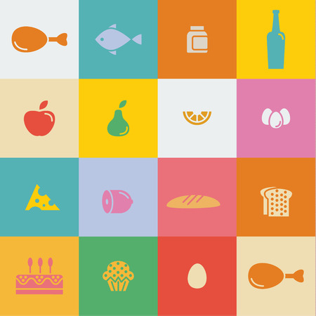 icons food and products in flat style illustrationsのイラスト素材