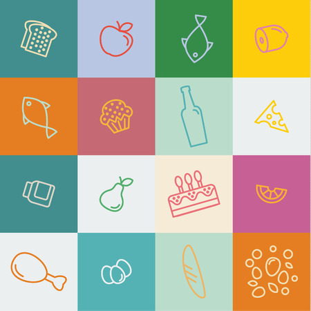 outline icons food and products in flat style vector illustrationsのイラスト素材
