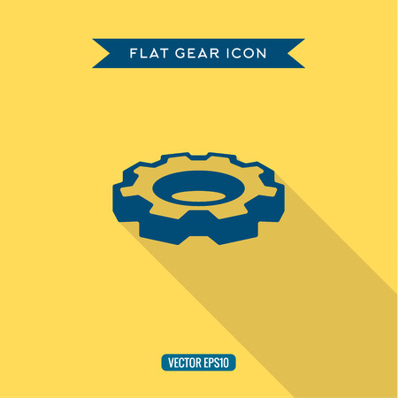 Icon volumetric gear in the flat with shadow, vectorsのイラスト素材