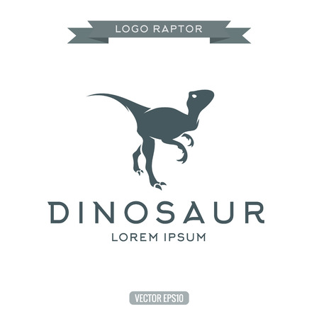 Dinosaur raptor reptile flat plain logo icon vector illustrationsのイラスト素材