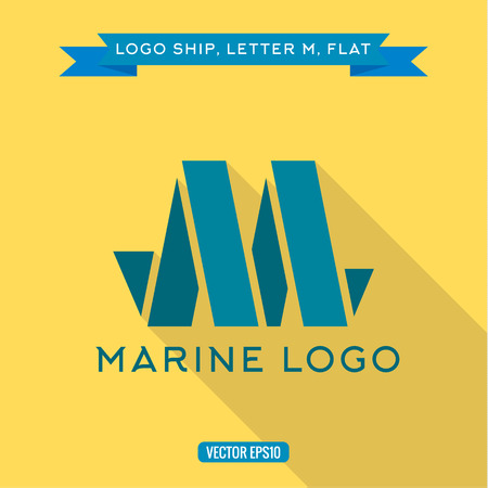Abstract logo ship in the form of letter M, vector illustrations iconのイラスト素材