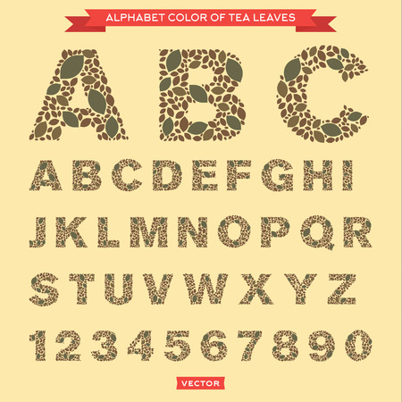 Tea leaves in the form of letters and numbers vectorsのイラスト素材