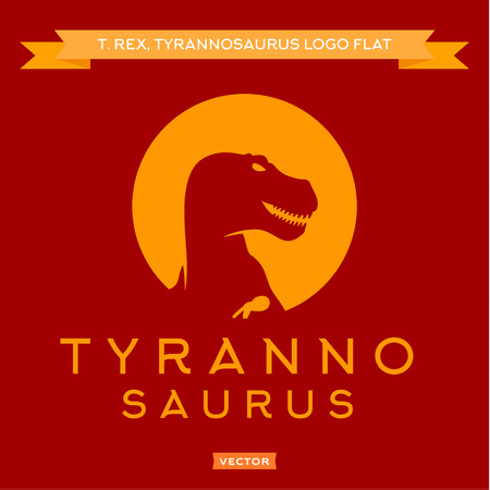 Dinosaur T-rex silhouette against the sun, with open mouth furious, stylish, logos vectorのイラスト素材