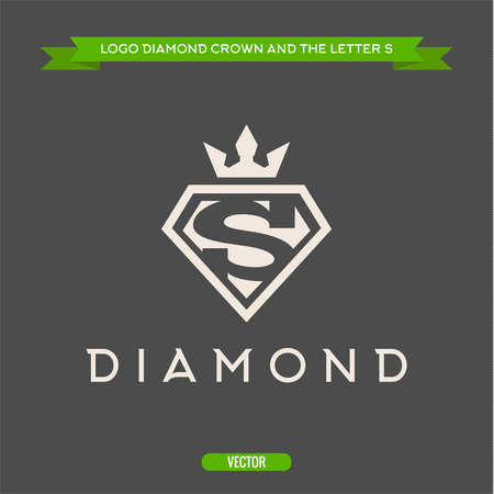 Diamond with the letter S and flat crown vector logosのイラスト素材