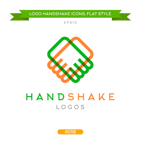 Abstract outline handshake vector logo flat style iconsのイラスト素材