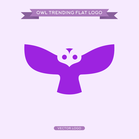 Logo owls in flat style, illustrations  icon, vector, birdのイラスト素材