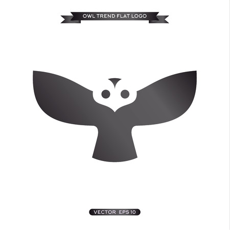 Logo owls in flat style, illustrations  icon, vector, birdのイラスト素材