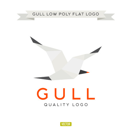 Seagull low poly, polygon,  illustration geometrysのイラスト素材