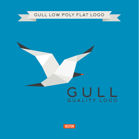 Sea gull low poly, polygon,  illustration geometryのイラスト素材