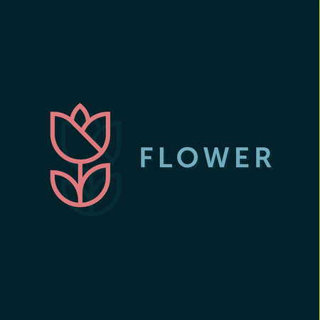 Simple and graceful floral monogram design template, Elegant lineart icon design, vector illustrationsのイラスト素材