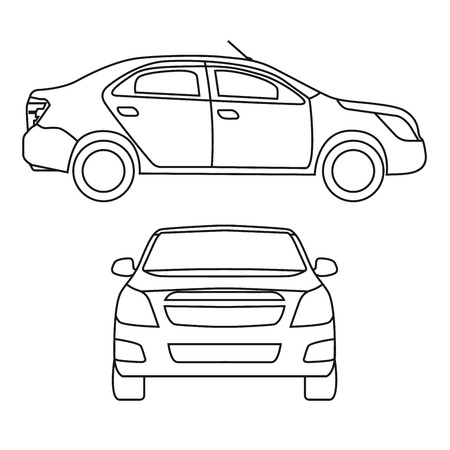 Drawing car, vector illustrationS, side view and frontのイラスト素材