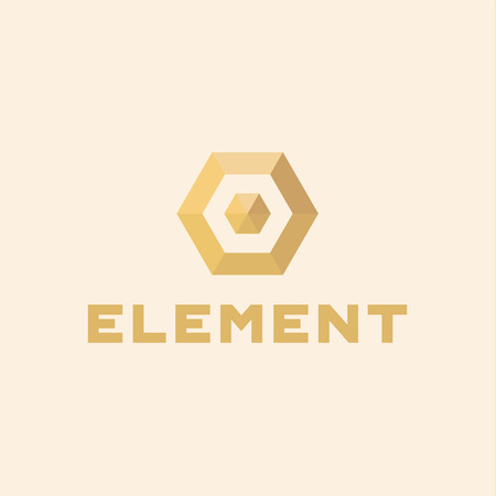 Logo element of volume and flat polygon style vector icon of high-quality beautiful yellow signsのイラスト素材