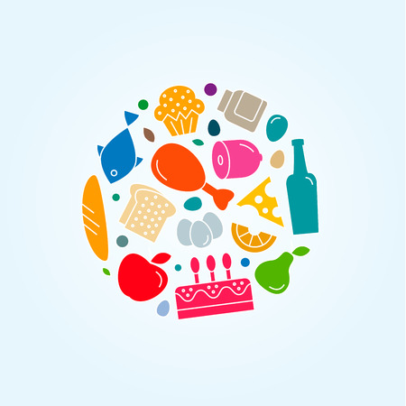 Delicious food icons, quality flat style, logo vectors illustration setのイラスト素材