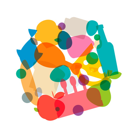 Delicious food icons, quality flat style, logos vector illustration setのイラスト素材