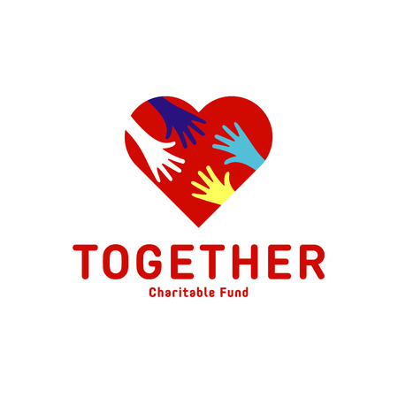 Helping Hand adult and children   icon charity help flatsのイラスト素材