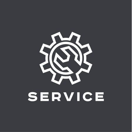 Service auto repair, wrench, logo sign flatのイラスト素材