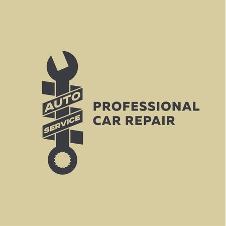 Service auto repair, wrench, logo sign flatのイラスト素材