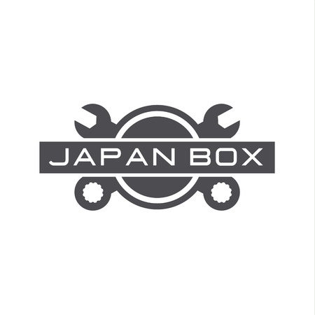 Japan auto service repair, wrench, car, logo sign flatのイラスト素材