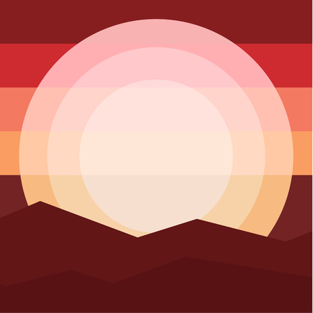 Nature landscape mountain sunset. Travel, relaxation,Flat design style vector illustration.のイラスト素材