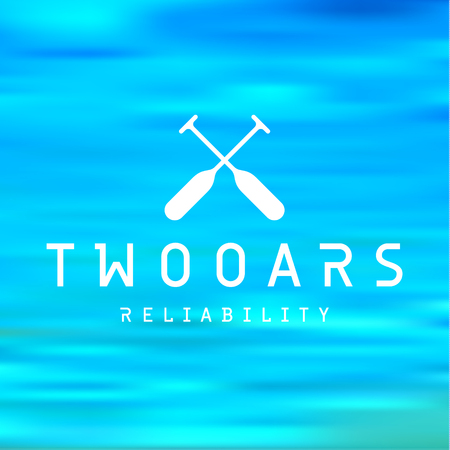 two oars into flat style illustration on background artのイラスト素材