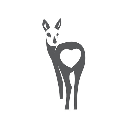 Deer in minimalism style icon in flat monochrome illustration artのイラスト素材