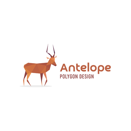 Antelope African isolated, faces polygons style logo design animal in low poly artのイラスト素材