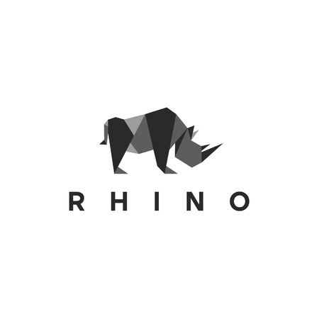 Polygons rhino low poly animal logo illustration, modern style artのイラスト素材