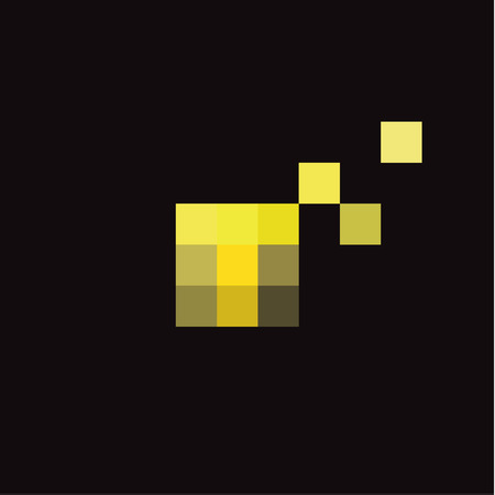 Pixel Letter T in the form of abstraction yellow vector into flat style, modern minimalism artのイラスト素材