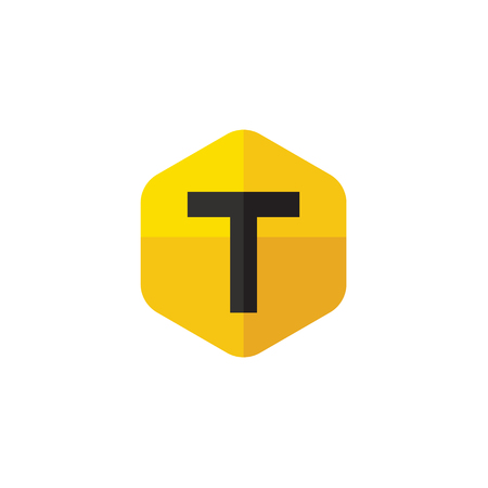 Letter T in the form of abstraction yellow vector into flat style, modern minimalism artのイラスト素材