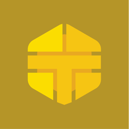 Logo Letter T in the form of abstraction yellow vector sign into flat style, modern minimalism artのイラスト素材