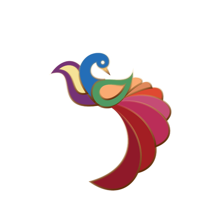 Peacock colored birds illustration of a modern design, high quality performance for your brand logo style artのイラスト素材