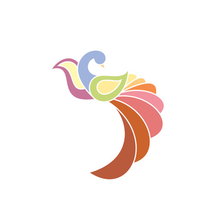 Peacock colored birds illustration of a modern design, high quality performance for your brand logo style flat artのイラスト素材