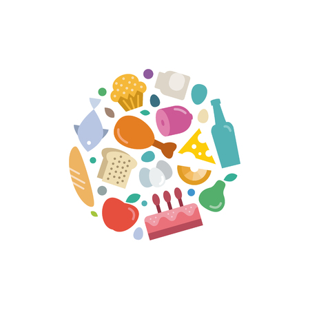 Unique set of Flat icons Food under the Logo, a vector of Modern design food quality colored illustrations  artのイラスト素材