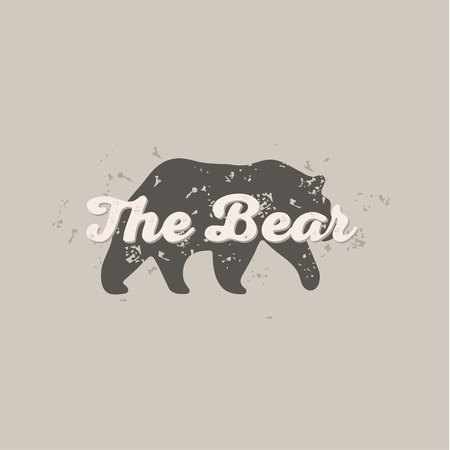Grizzly Bear animal abstract, scratched hipster style logo design trend artのイラスト素材