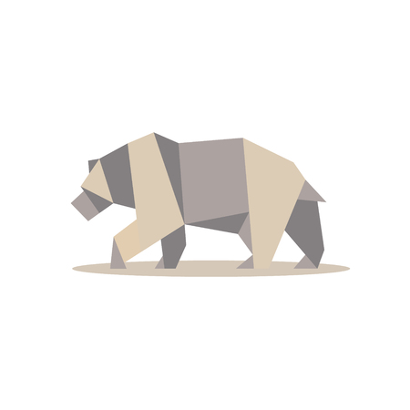 Brown bear in polygon style design on the low poly quality of modern flat logo illustrations artのイラスト素材