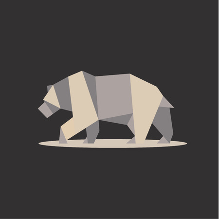 Brown bear in polygon style design on the low poly quality of modern flat logos illustrations icon artのイラスト素材