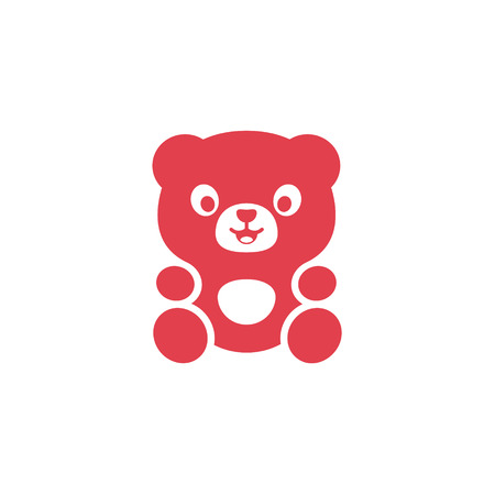 Teddy Bear logo modern flat cute plushy toy on a pink background artのイラスト素材