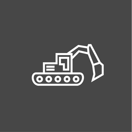 Bulldozer excavator in a linear style flat business logo modern design icons on a gray background artのイラスト素材