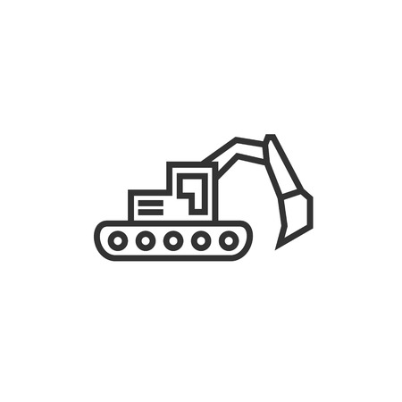 Bulldozer excavator in a linear style flat business logo modern design icon artのイラスト素材