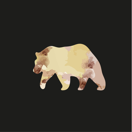 Brown bear in the style of a watercolor illustration of logo for vaeshlgo business, promptness color transitions silhouette animal vector performance artのイラスト素材