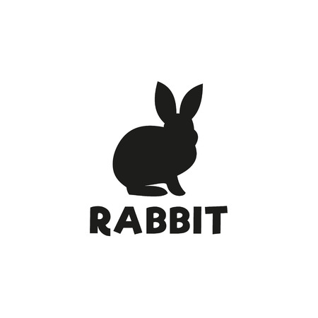Silhouette of a rabbit sitting under a logo, pet modern design flat-style qualitative icons drawing initial submissions artのイラスト素材