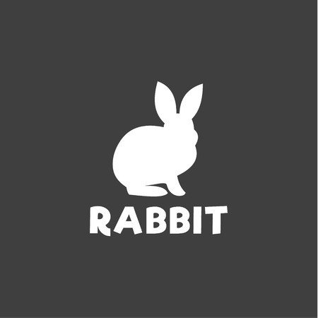 Silhouette of a rabbit sitting under a logo, pet modern design flat-style qualitative icons drawing initial submissions artのイラスト素材