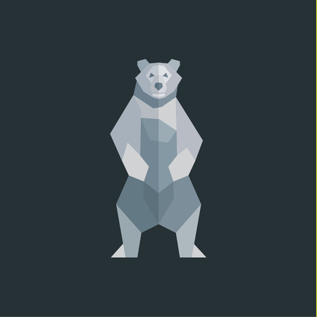 The bear is white on a background of flat polygons low poly quality design illustrations artのイラスト素材