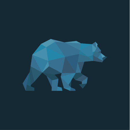 Bear in low poly Blue polygons with trend style design animal illustrations artのイラスト素材