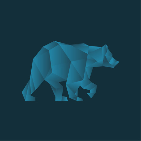 Blue Bear in polygons gradient trend style design low poly illustrations on the background artのイラスト素材